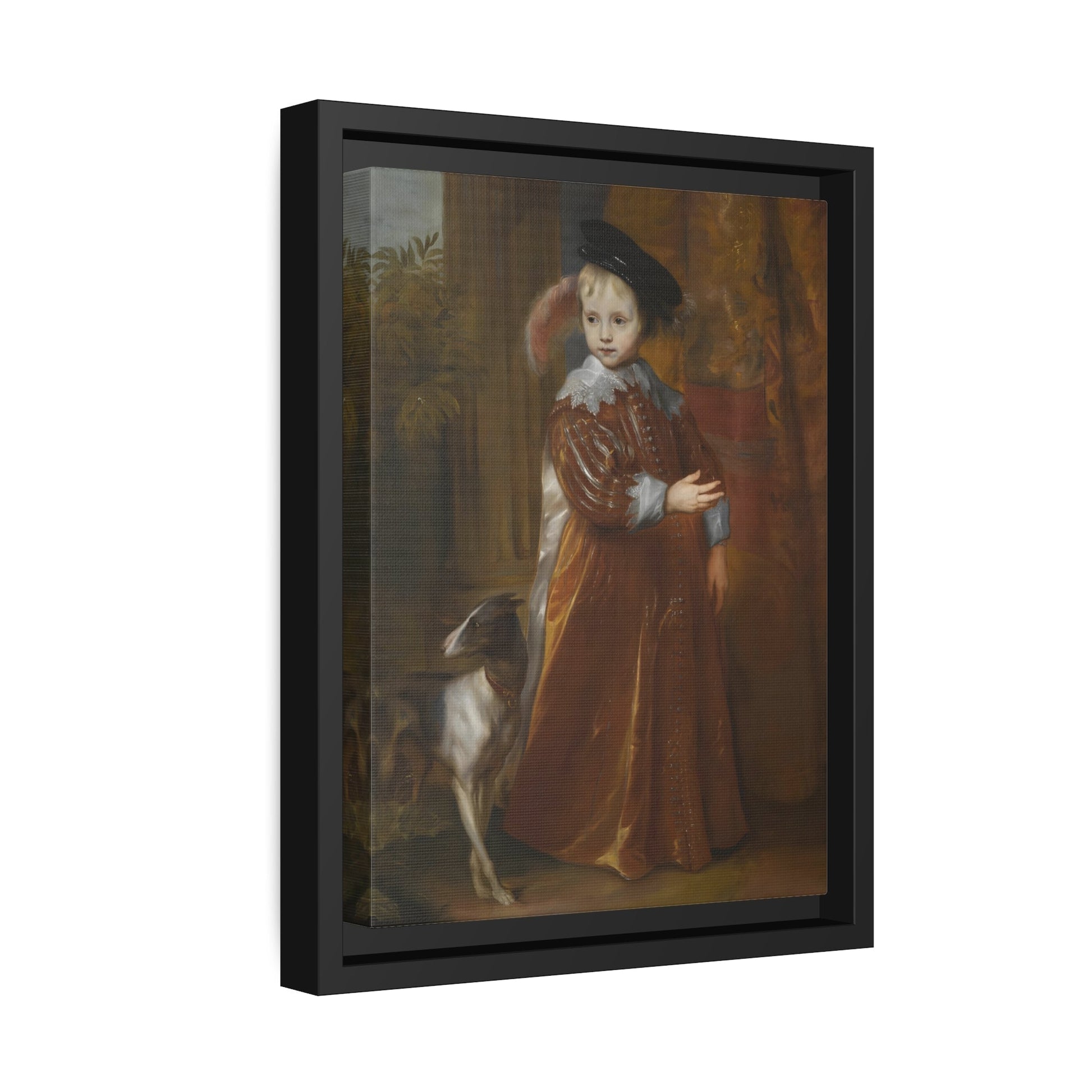 Anthony van Dyck Prince Willem Young Boy with a Dog - Framed Canvas Print