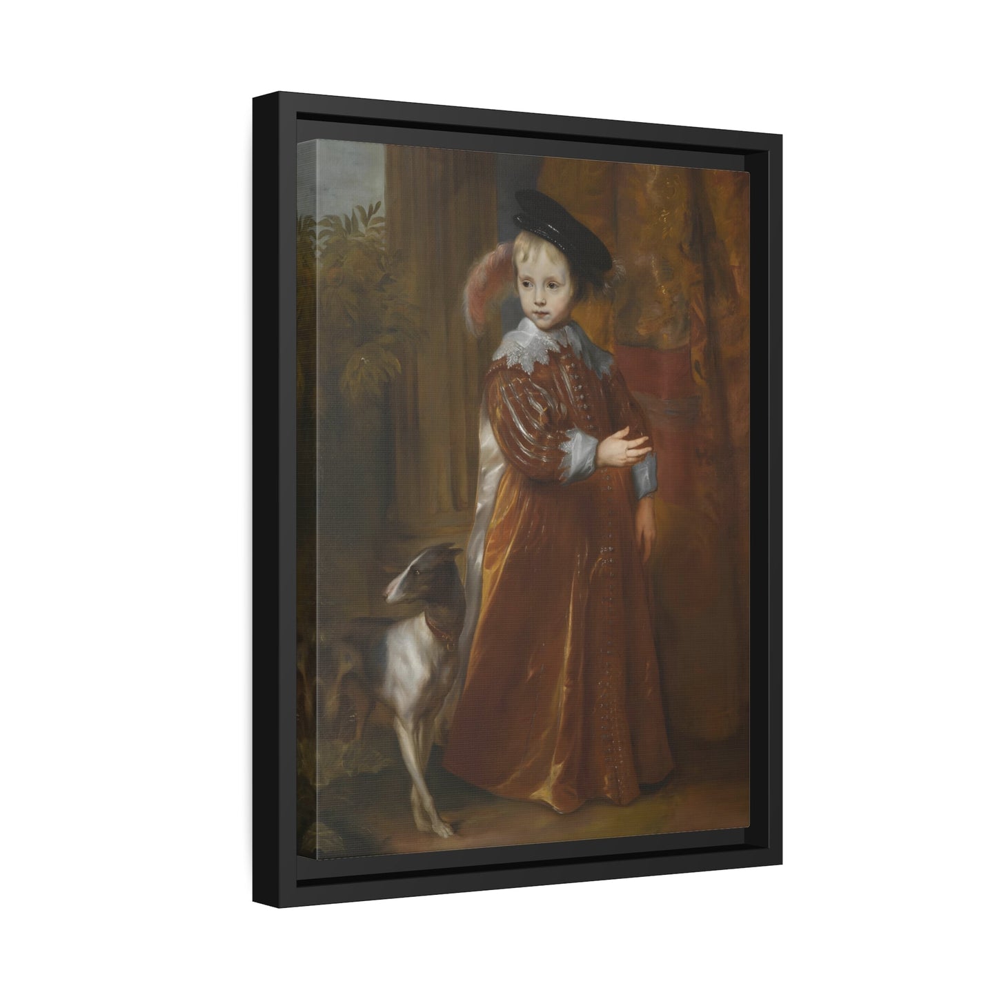 Anthony van Dyck Prince Willem Young Boy with a Dog - Framed Canvas Print