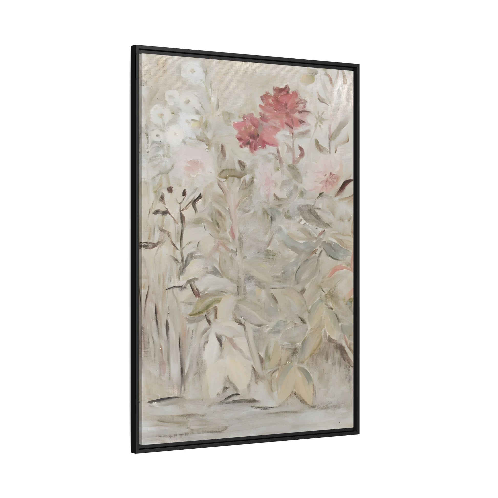 Antique Flower Canvas Wall Art Print, Vintage Framed Wildflowers Artwork
