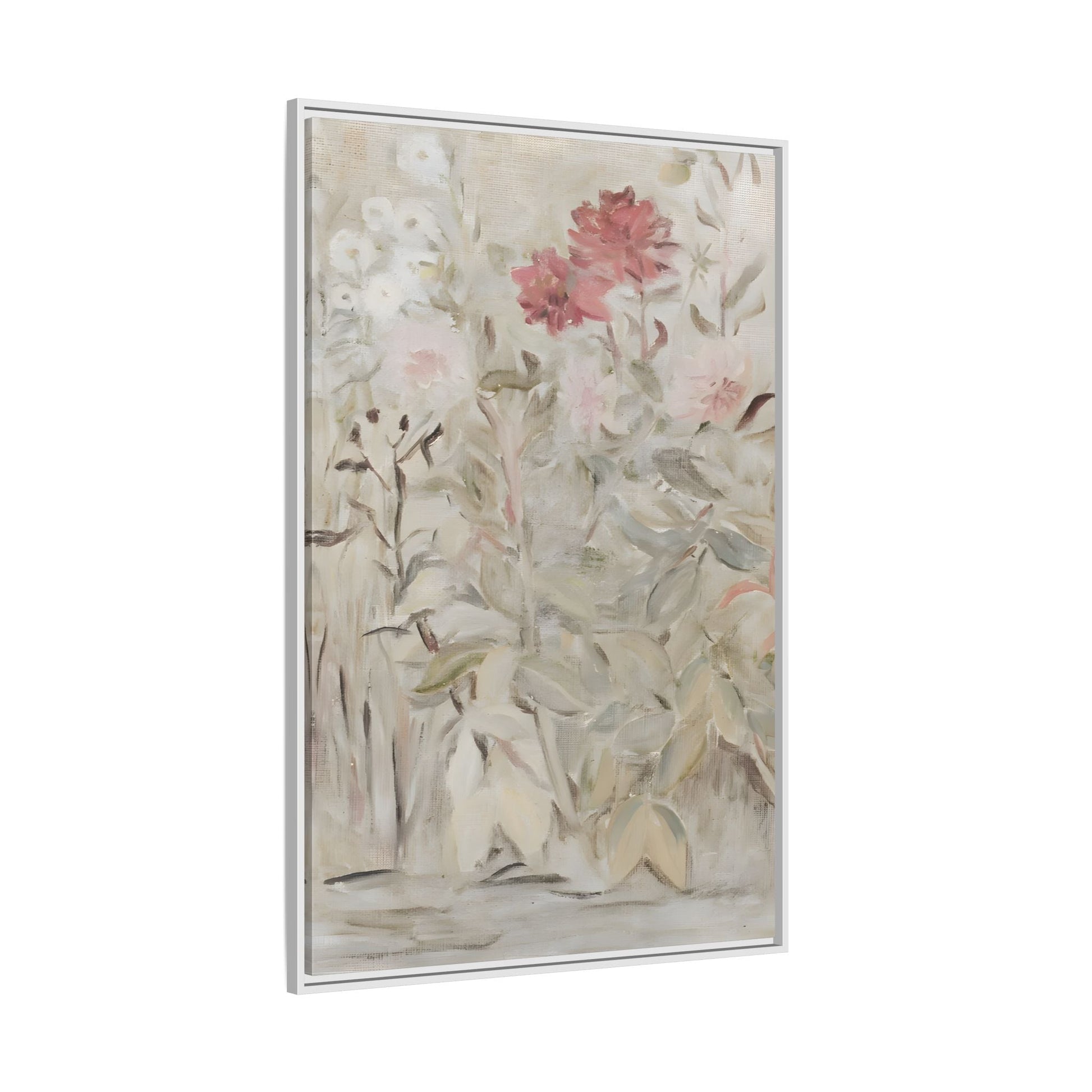 Antique Flower Canvas Wall Art Print, Vintage Framed Wildflowers Artwork
