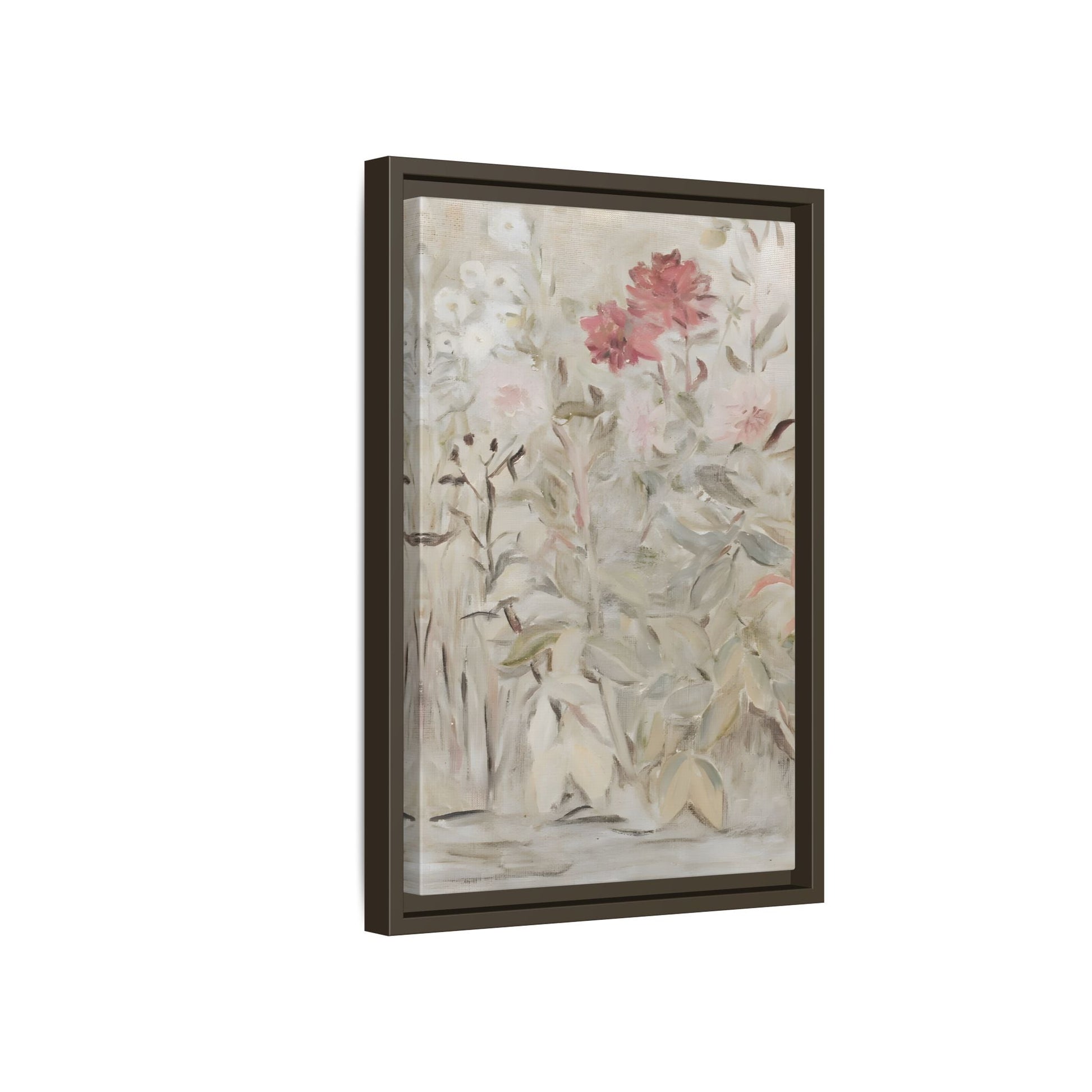 Antique Flower Canvas Wall Art Print, Vintage Framed Wildflowers Artwork