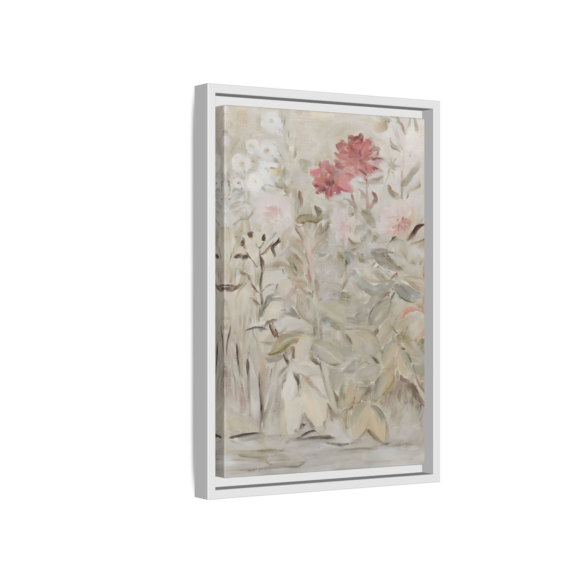 Antique Flower Canvas Wall Art Print, Vintage Framed Wildflowers Artwork
