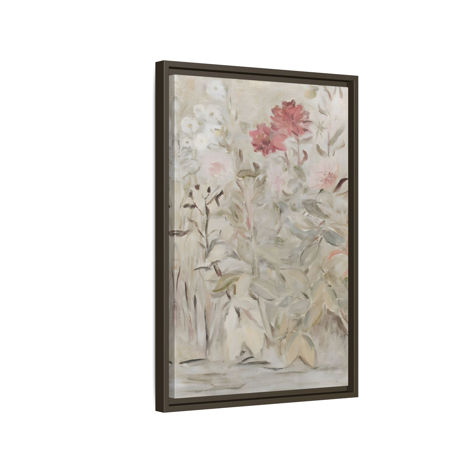 Antique Flower Canvas Wall Art Print, Vintage Framed Wildflowers Artwork