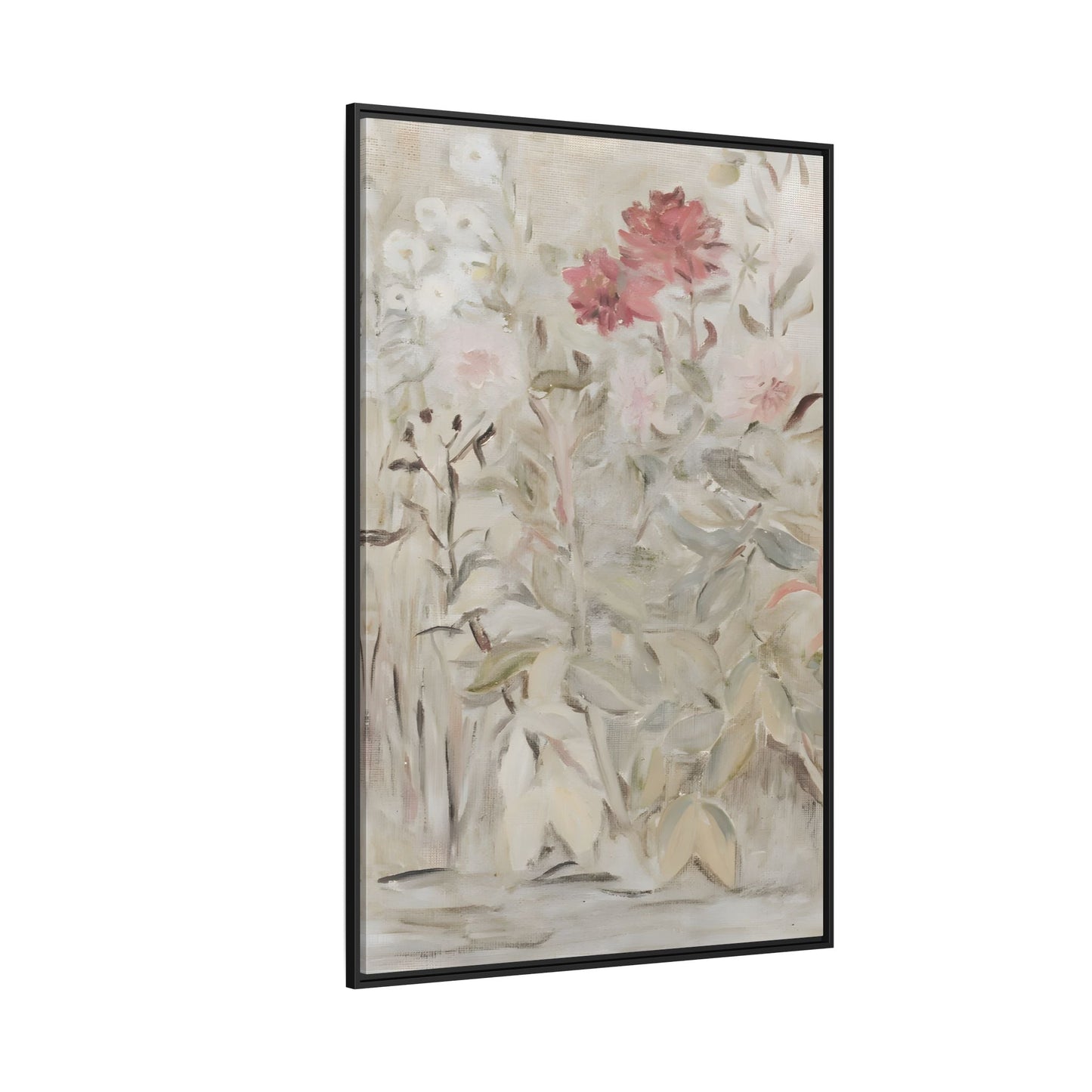 Antique Flower Canvas Wall Art Print, Vintage Framed Wildflowers Artwork