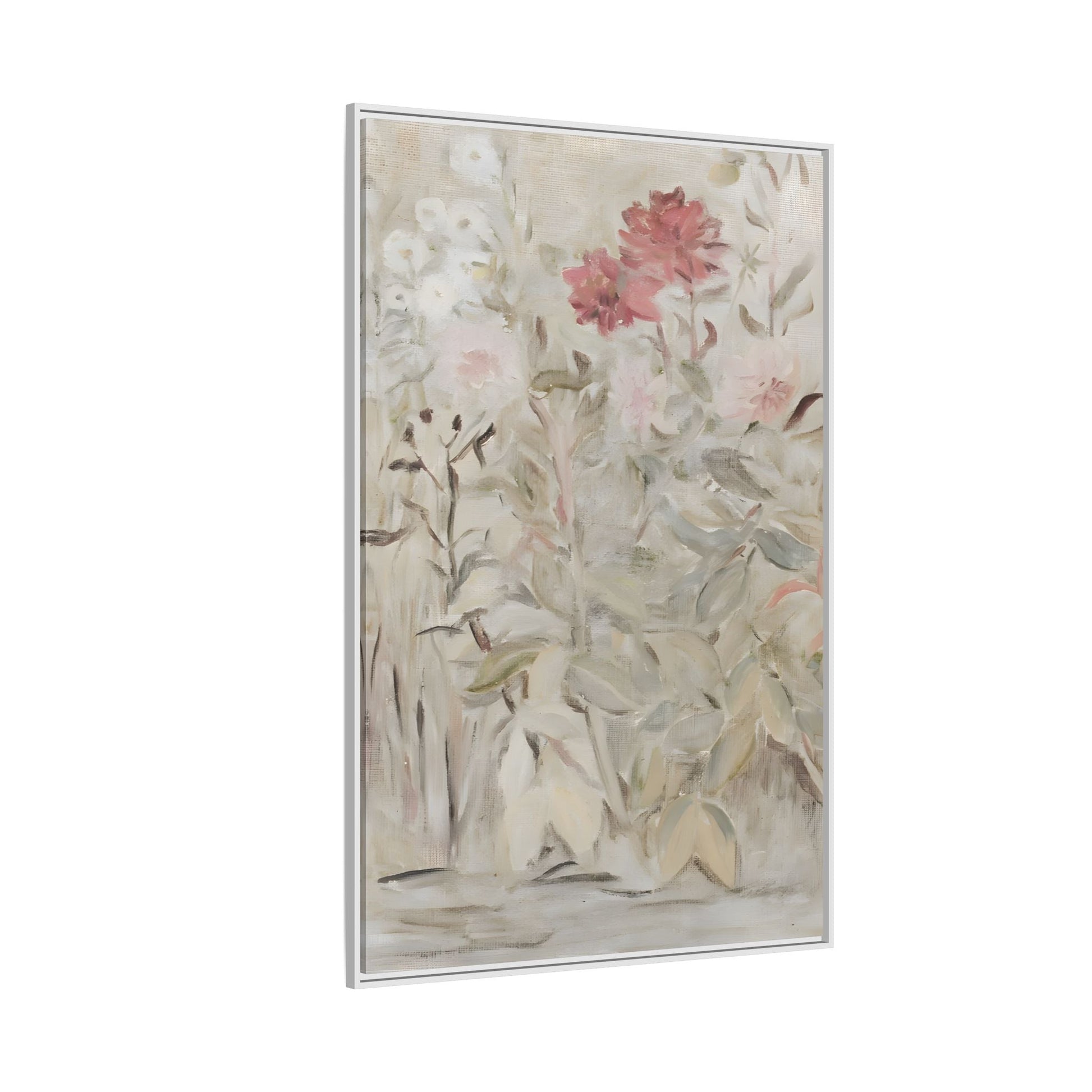 Antique Flower Canvas Wall Art Print, Vintage Framed Wildflowers Artwork