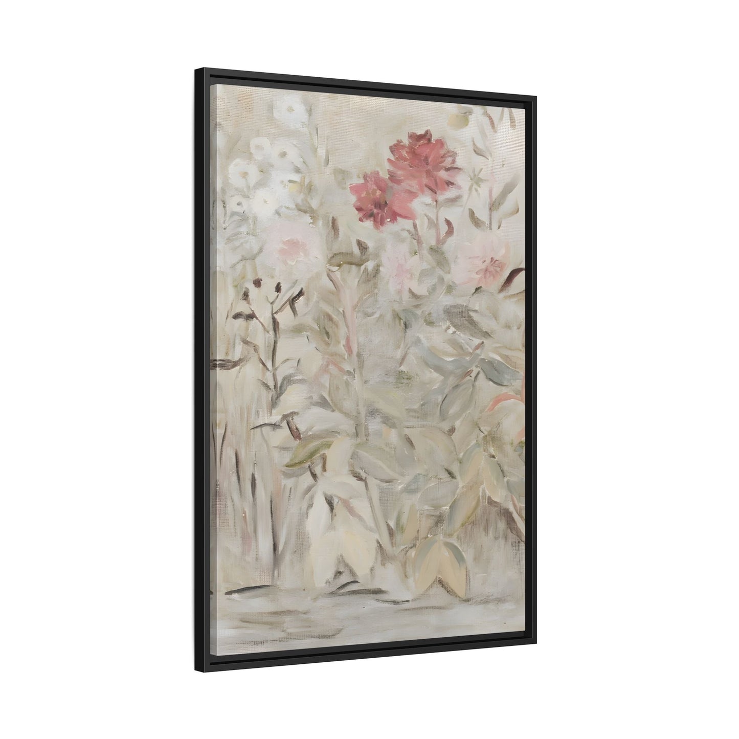 Antique Flower Canvas Wall Art Print, Vintage Framed Wildflowers Artwork