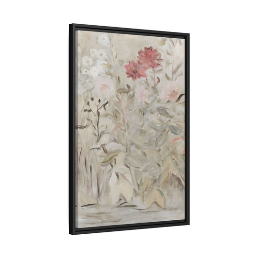 Antique Flower Canvas Wall Art Print, Vintage Framed Wildflowers Artwork