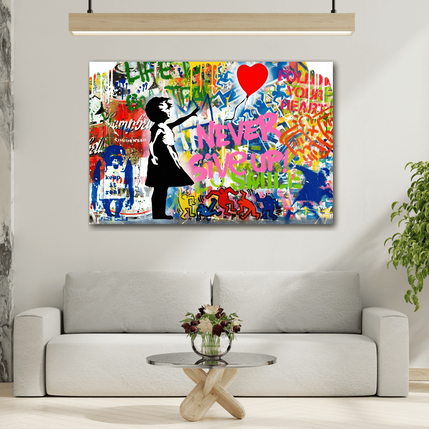 Balloon Girl Urban Graffiti Canvas Print - Modern Banksy Pop Wall Art Brainwash Street