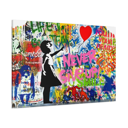 Balloon Girl Urban Graffiti Canvas Print - Modern Banksy Pop Wall Art Brainwash Street