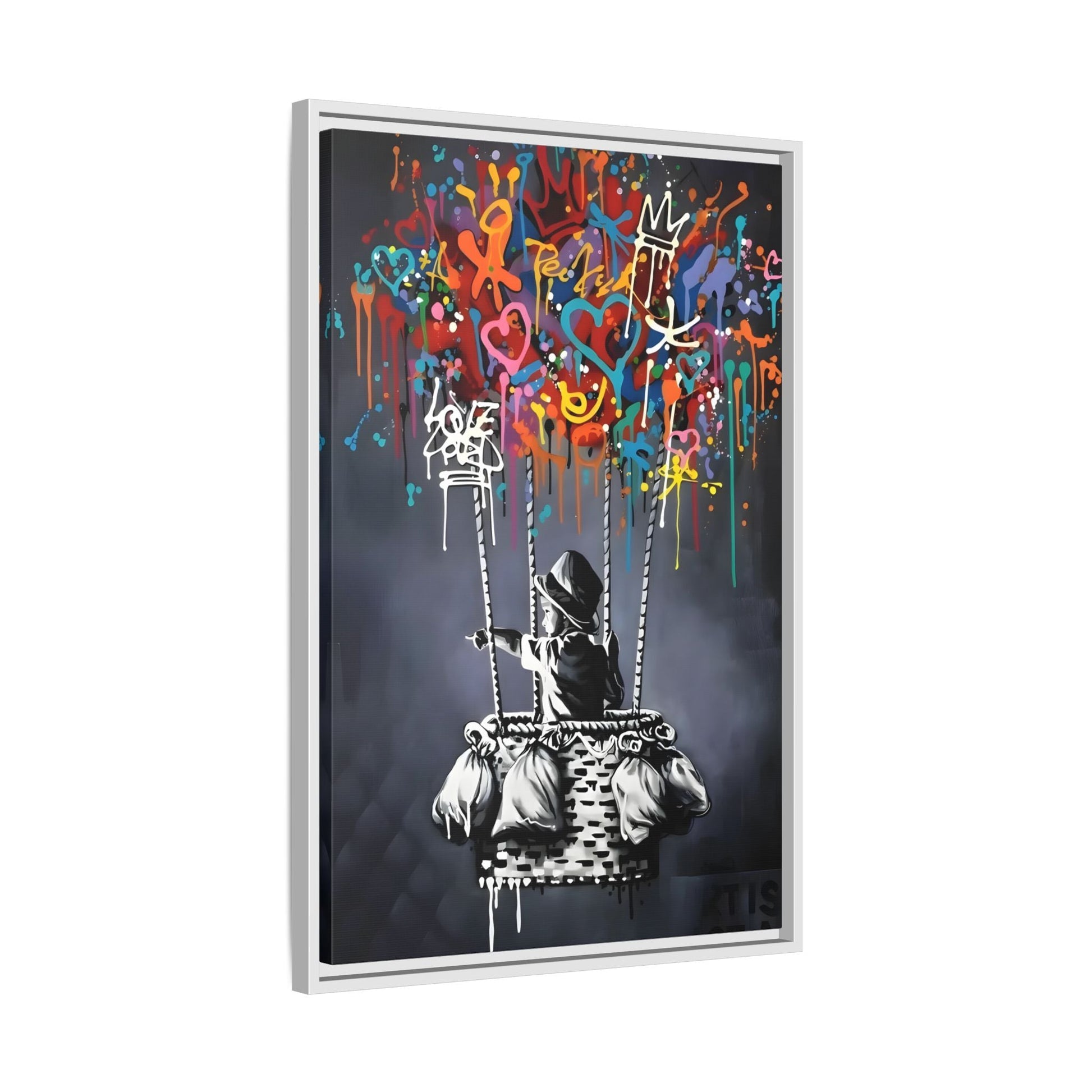 Banksy Child with Balloons Canvas Wall Art Print - Street Graffiti Prints