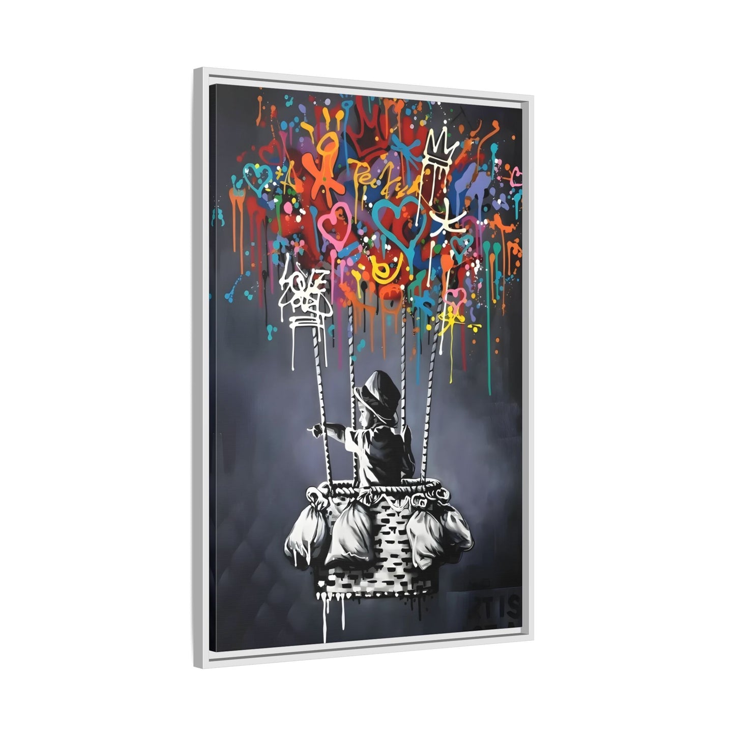 Banksy Child with Balloons Canvas Wall Art Print - Street Graffiti Prints