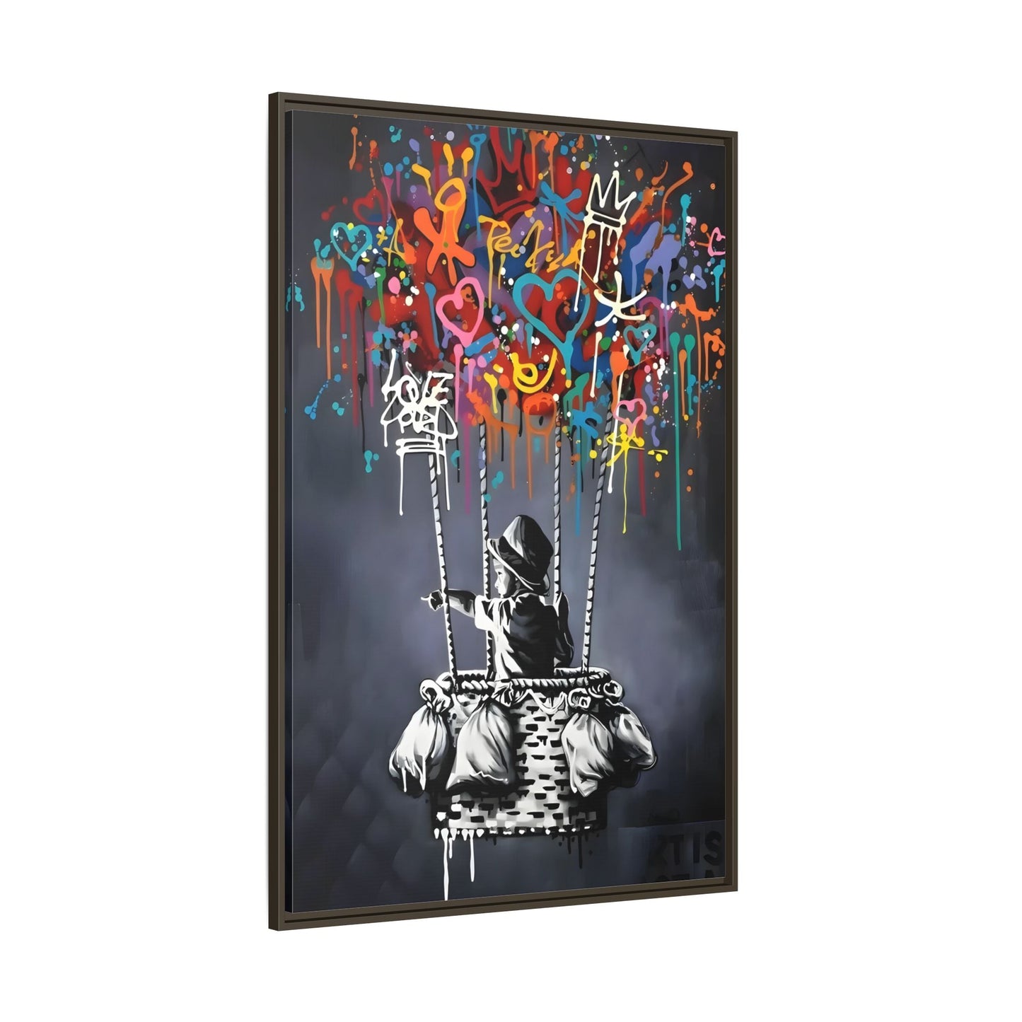 Banksy Child with Balloons Canvas Wall Art Print - Street Graffiti Prints