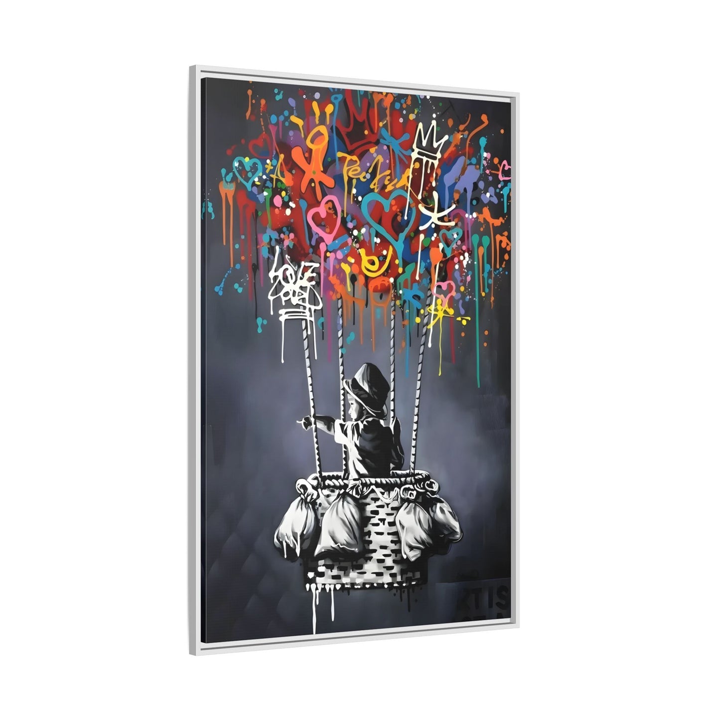 Banksy Child with Balloons Canvas Wall Art Print - Street Graffiti Prints