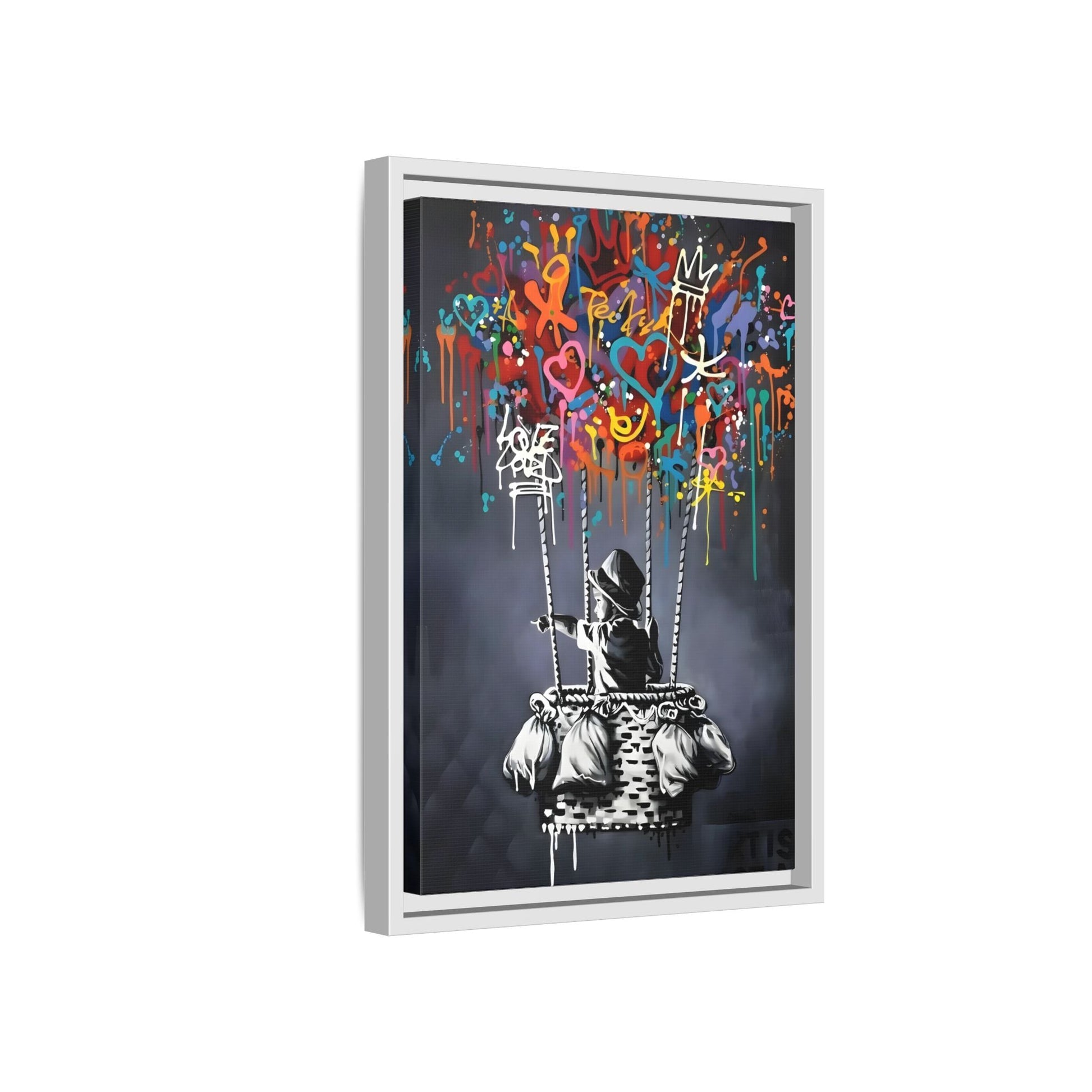 Banksy Child with Balloons Canvas Wall Art Print - Street Graffiti Prints