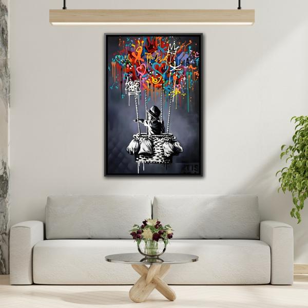 Banksy Child with Balloons Canvas Wall Art Print - Street Graffiti Prints