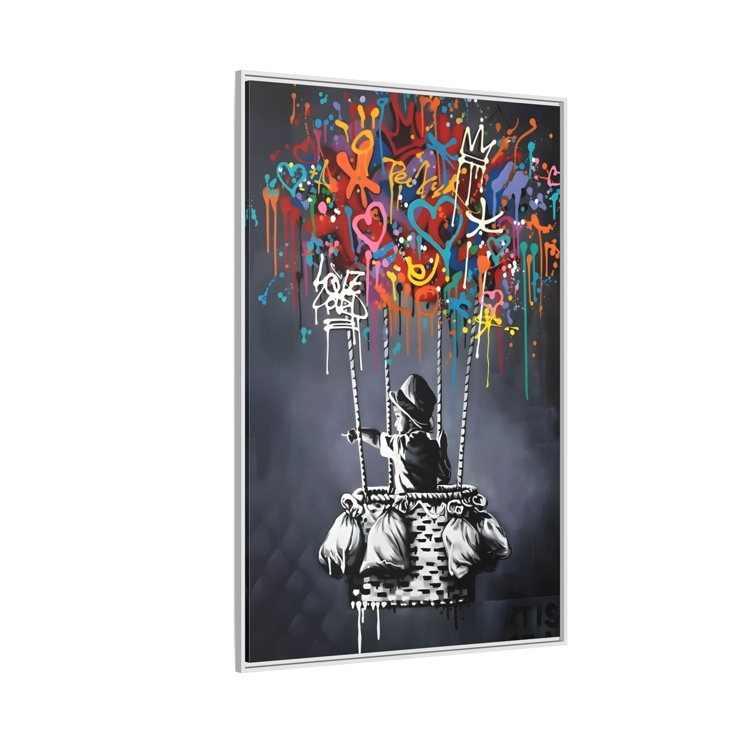 Banksy Child with Balloons Canvas Wall Art Print - Street Graffiti Prints