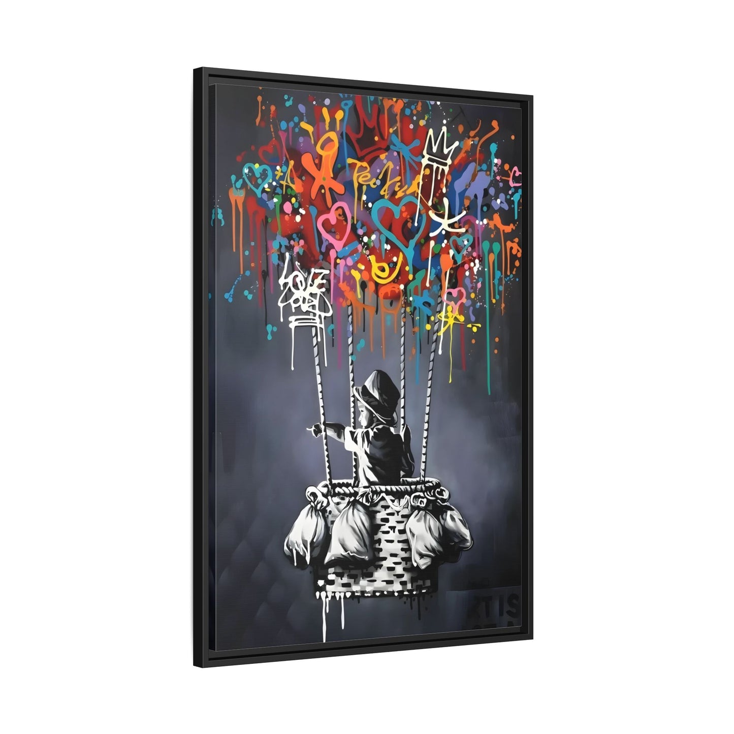 Banksy Child with Balloons Canvas Wall Art Print - Street Graffiti Prints