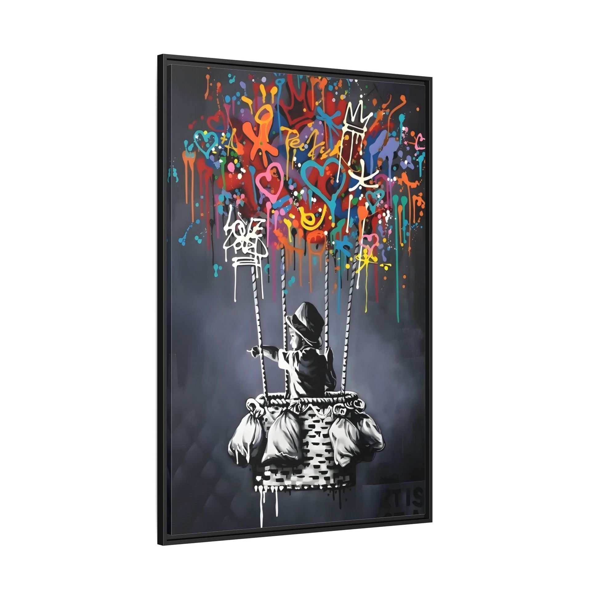 Banksy Child with Balloons Canvas Wall Art Print - Street Graffiti Prints