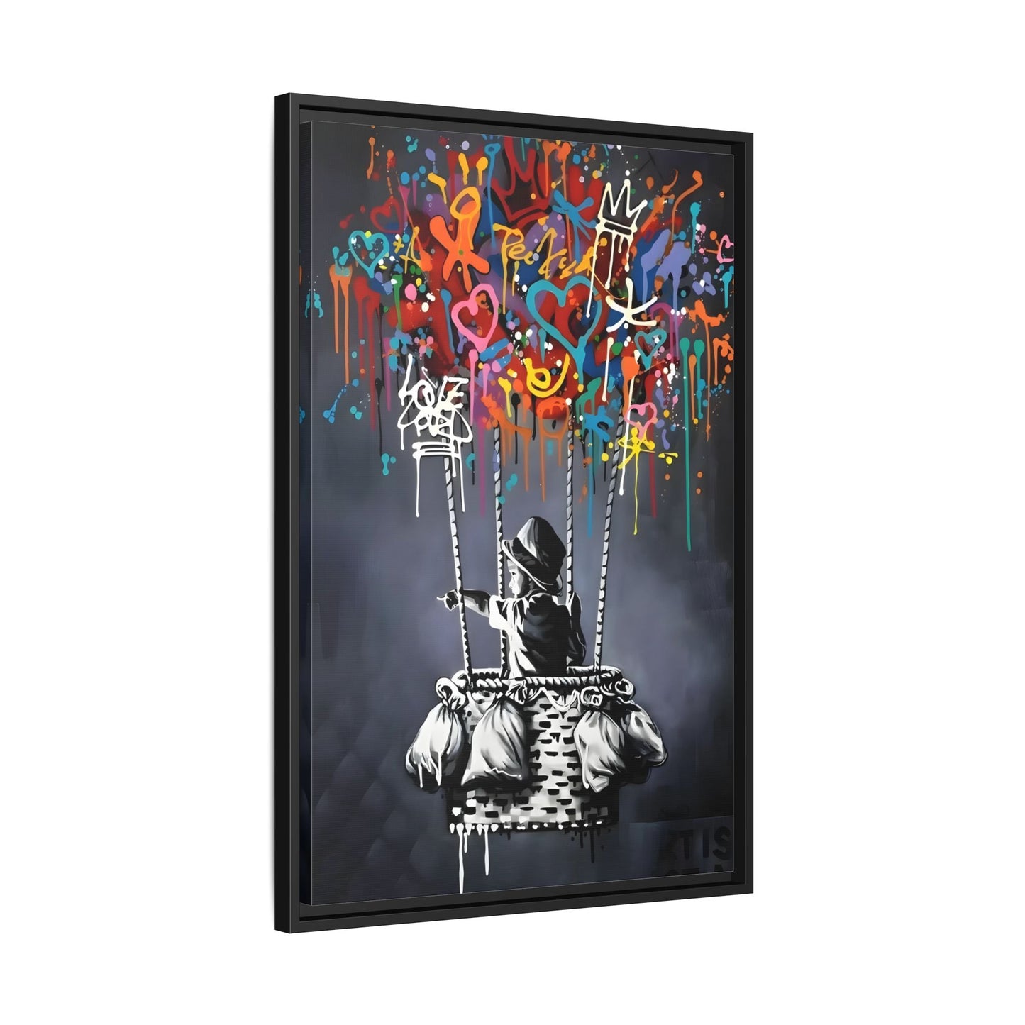 Banksy Child with Balloons Canvas Wall Art Print - Street Graffiti Prints