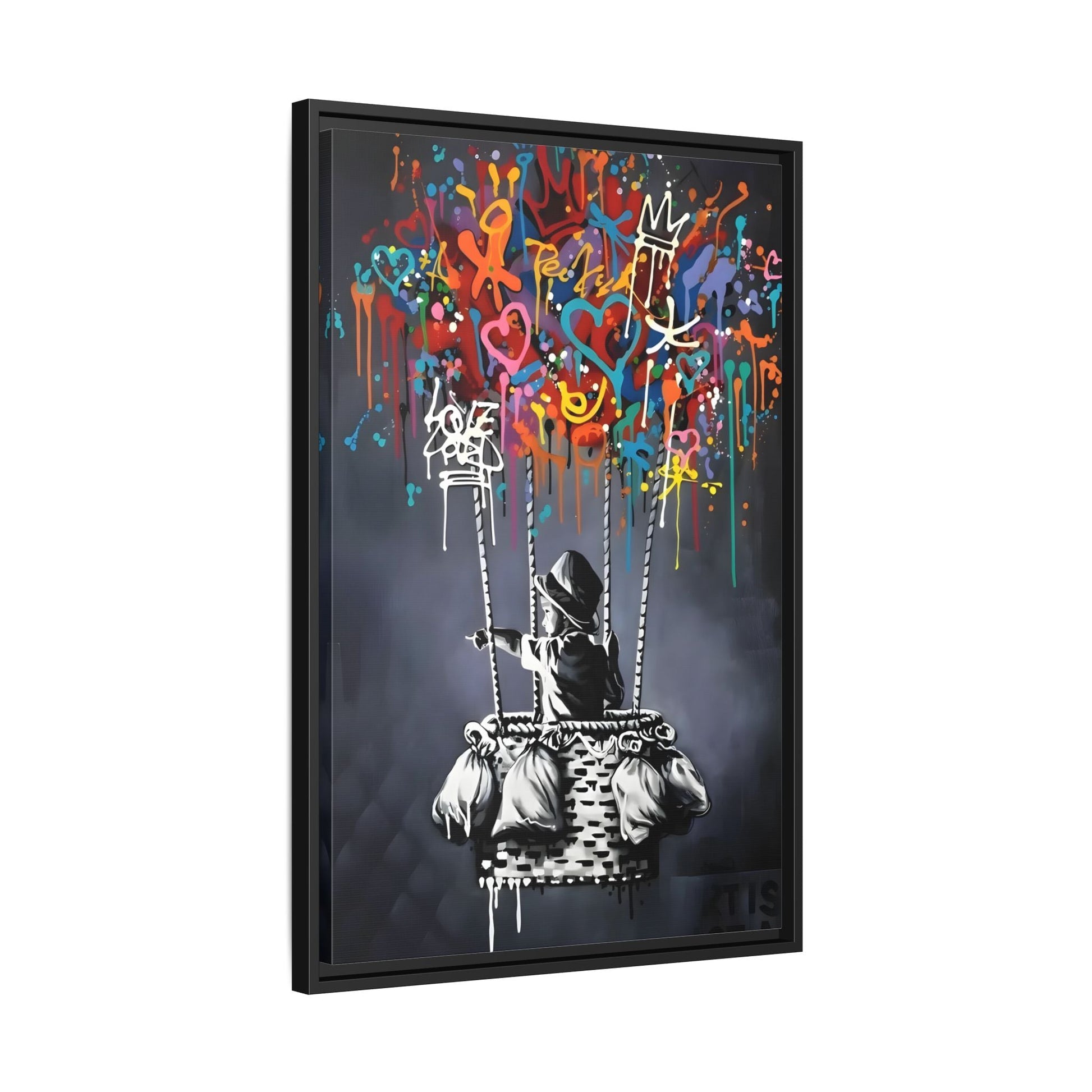 Banksy Child with Balloons Canvas Wall Art Print - Street Graffiti Prints