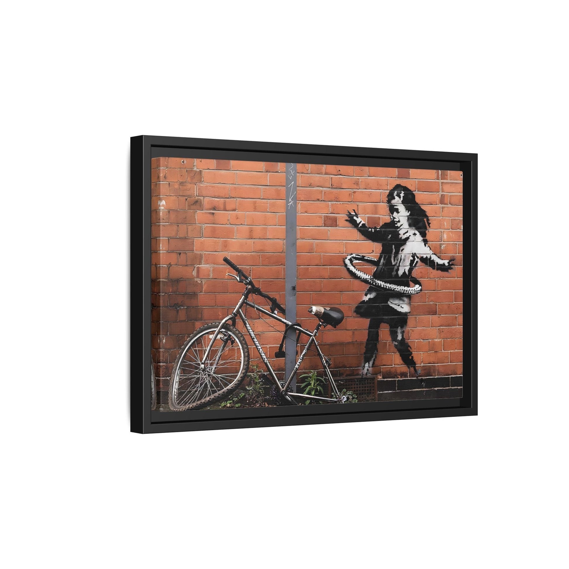 Banksy Hula Hooping Girl with Bike - Framed Canvas Wall Art Prints