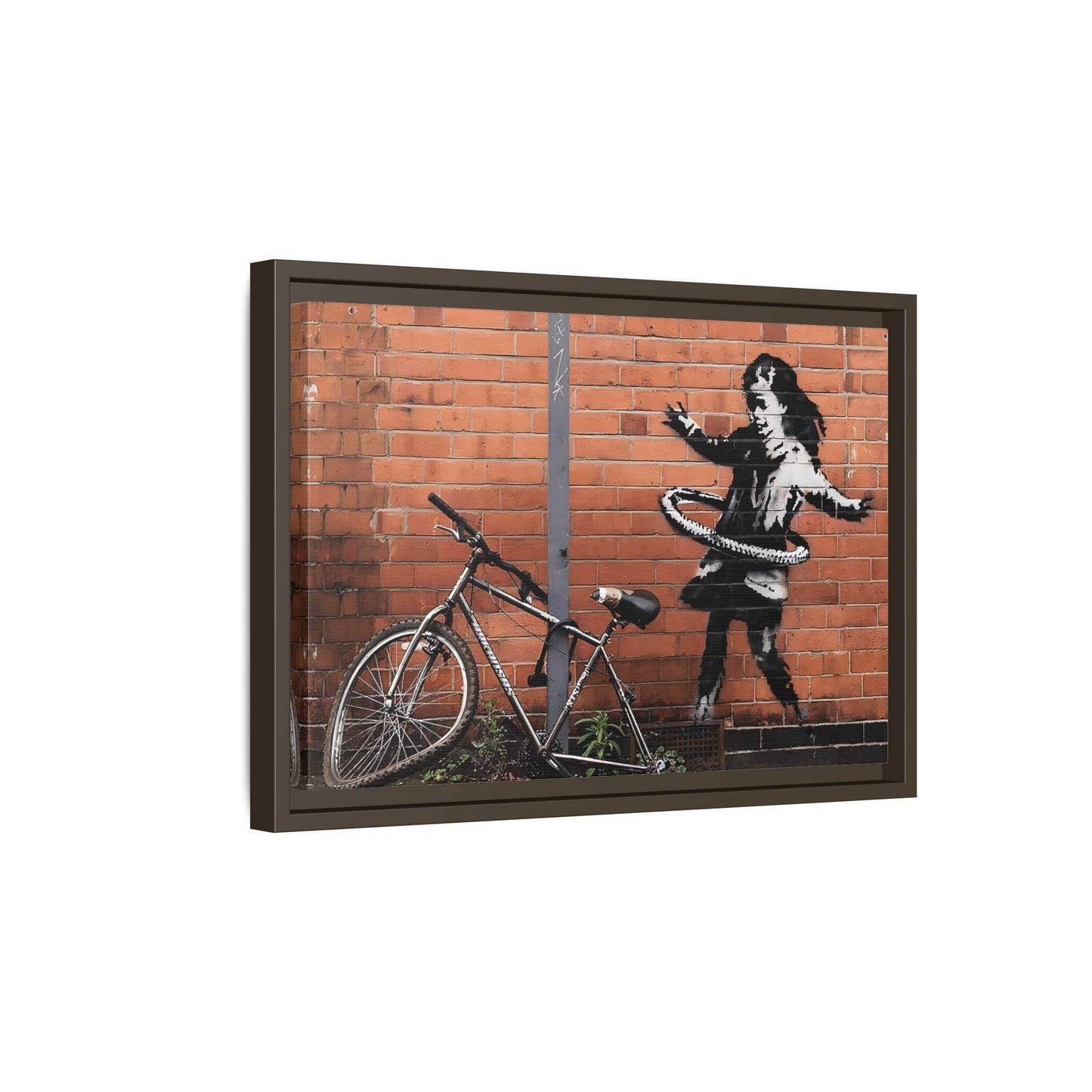 Banksy Hula Hooping Girl with Bike - Framed Canvas Wall Art Prints