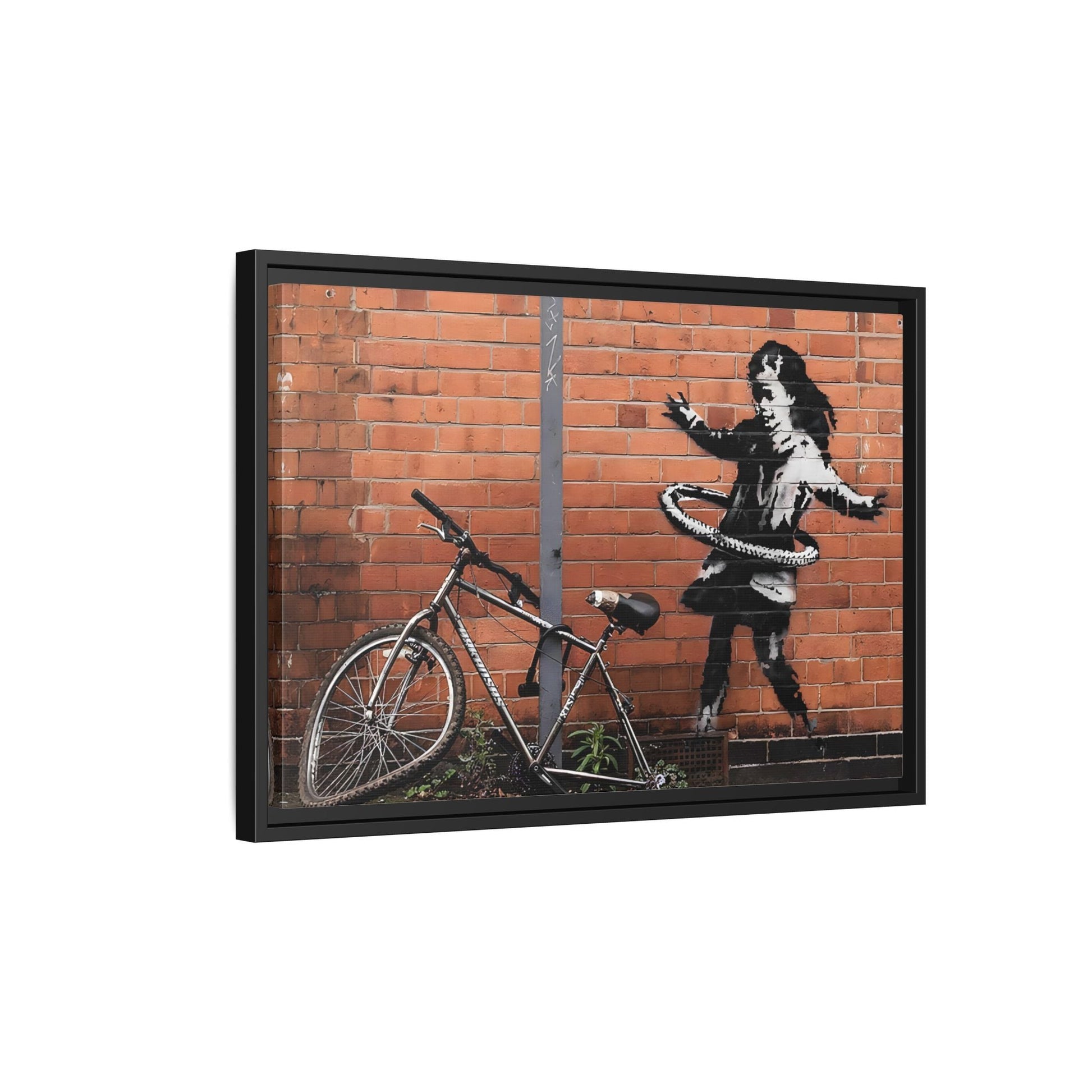 Banksy Hula Hooping Girl with Bike - Framed Canvas Wall Art Prints
