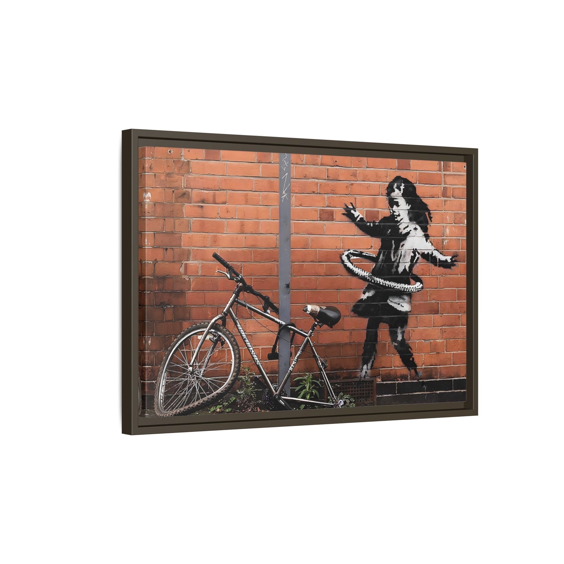 Banksy Hula Hooping Girl with Bike - Framed Canvas Wall Art Prints