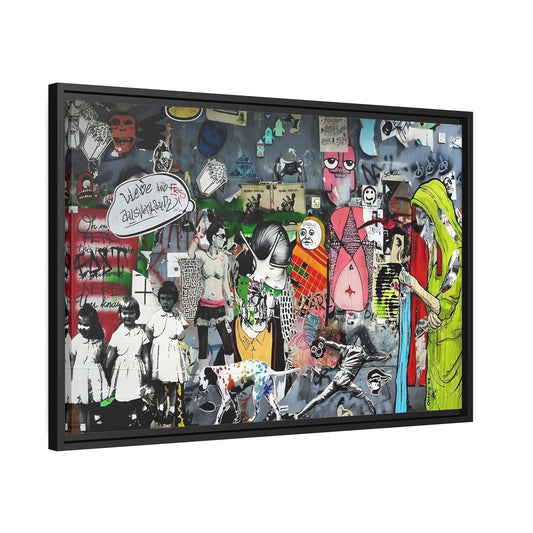 Banksy Wall Art Canvas Print - Street Graffiti Artwork for Bedroom In Black Frame