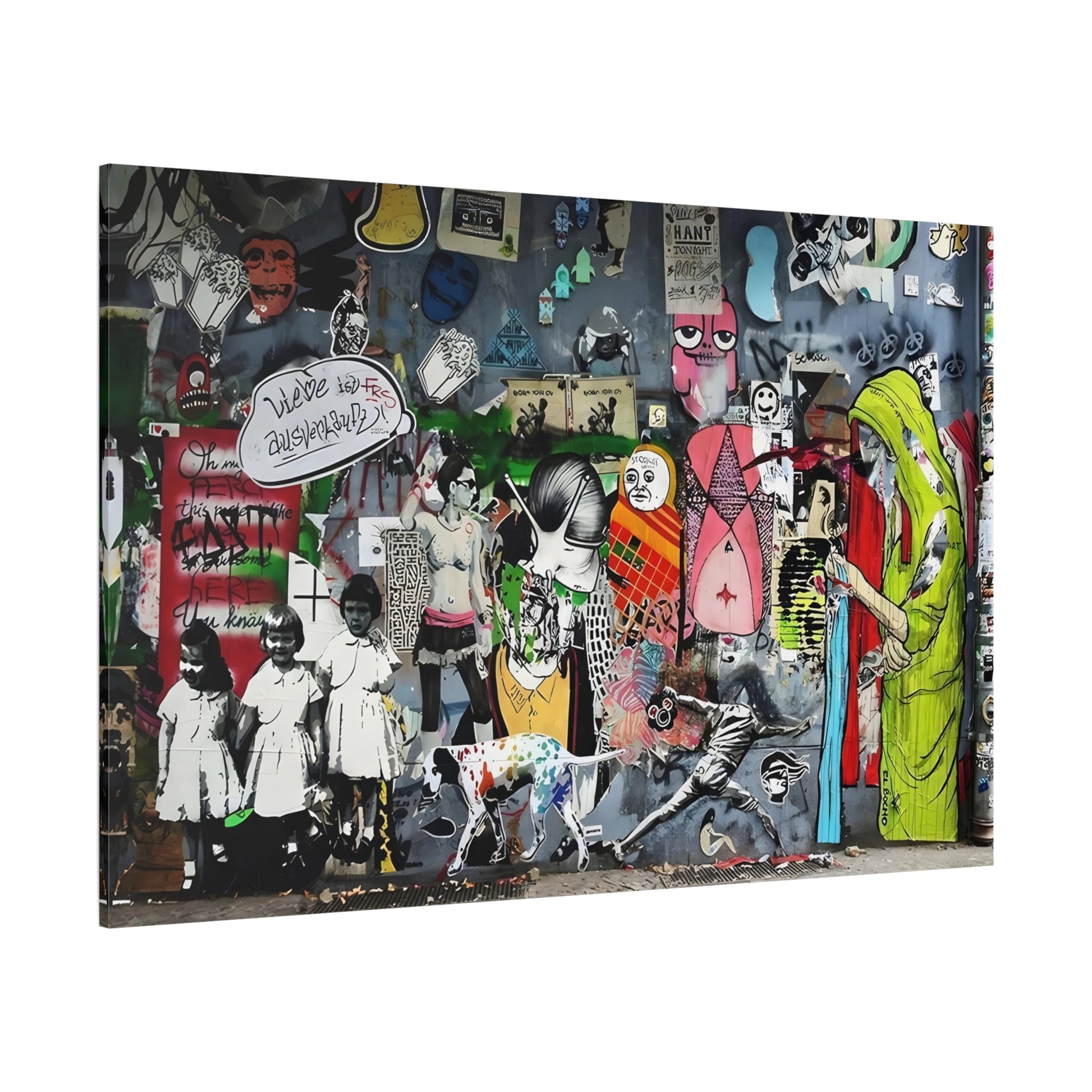Banksy Wall Art Canvas Print - Street Graffiti Painting Style