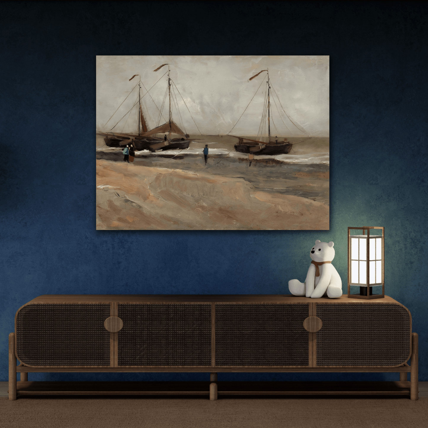 Beach Boats Canvas Wall Art Print - Famous Van Gogh Reproduction