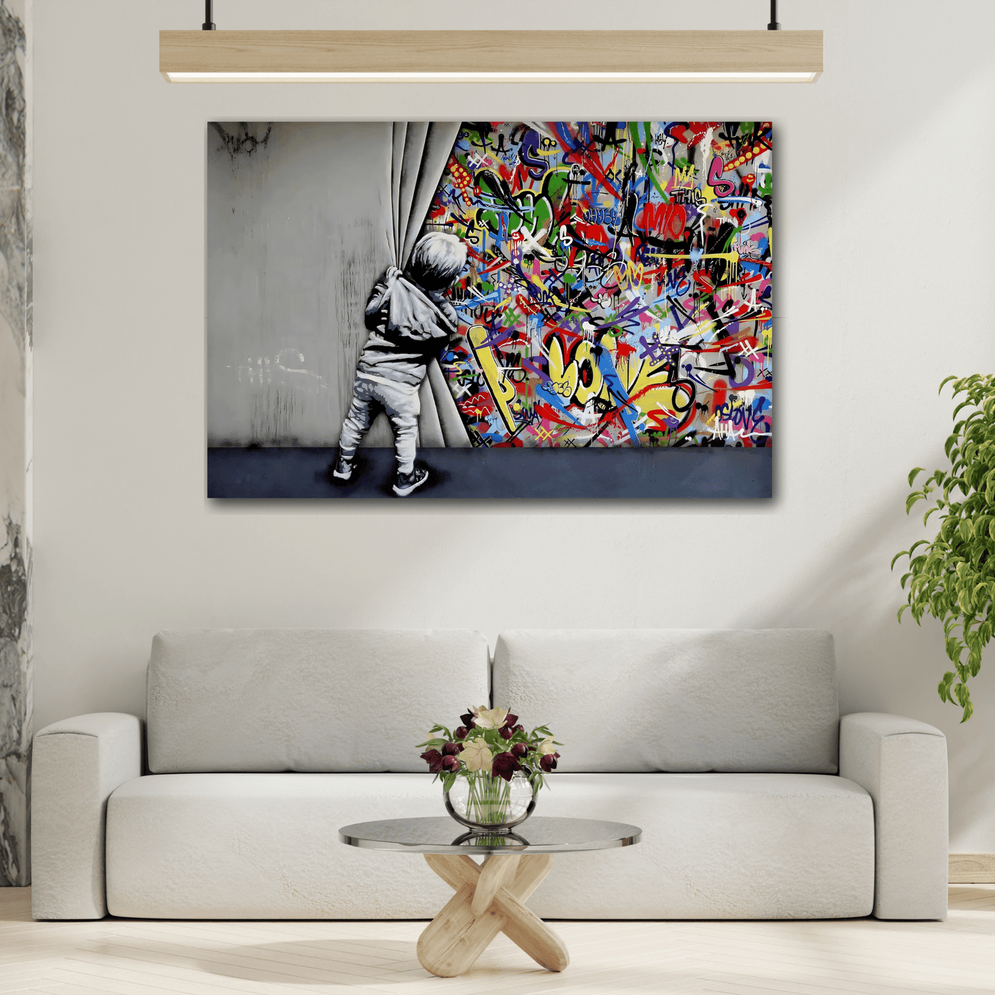 Behind the Curtain Banksy Canvas Wall Art Painting Print