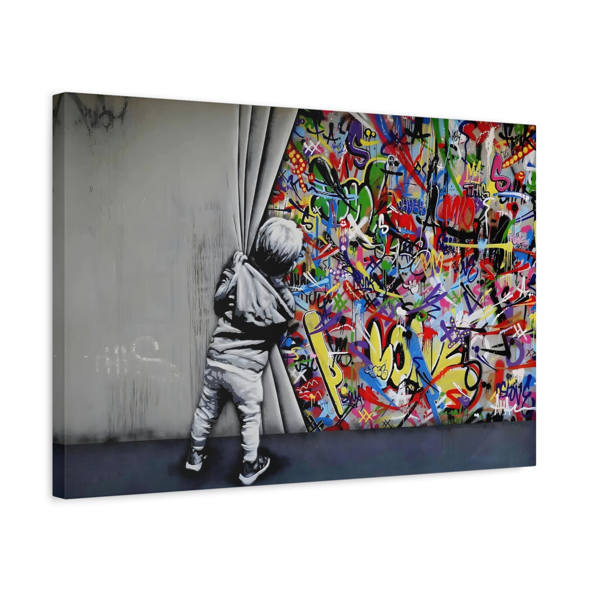 Behind the Curtain Banksy Canvas Wall Art Painting Print