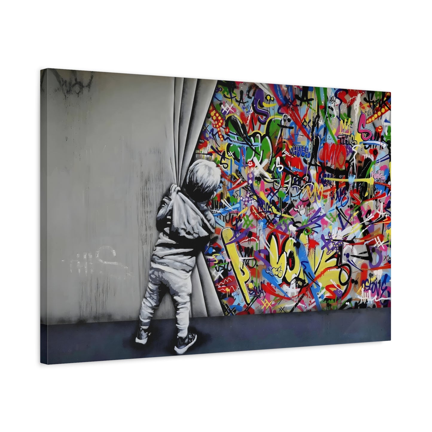 Behind the Curtain Banksy Canvas Wall Art Painting Print
