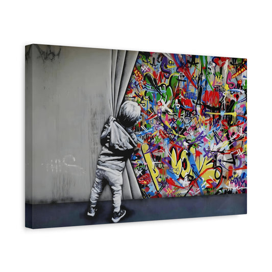 Behind the Curtain Banksy Canvas Wall Art Painting Print