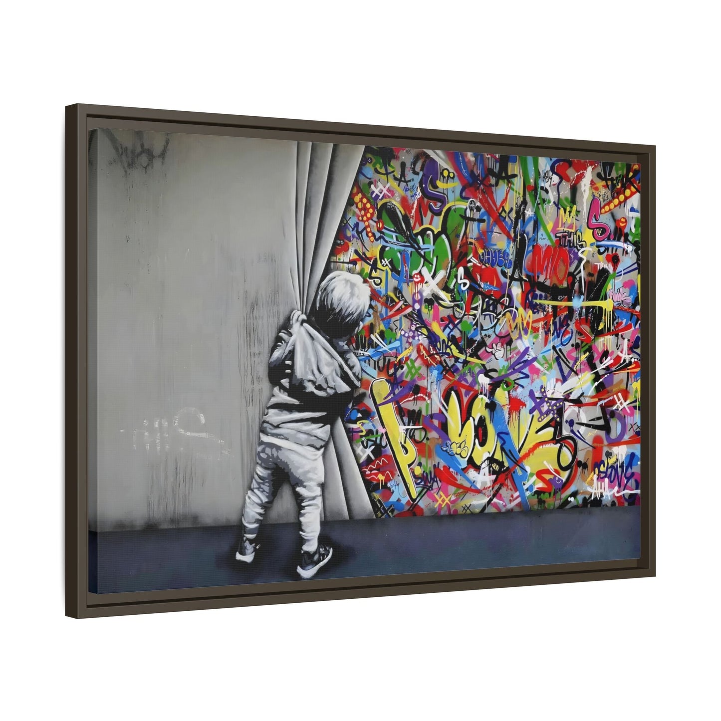 Behind the Curtain Large Framed Banksy Canvas Wall Art Prints