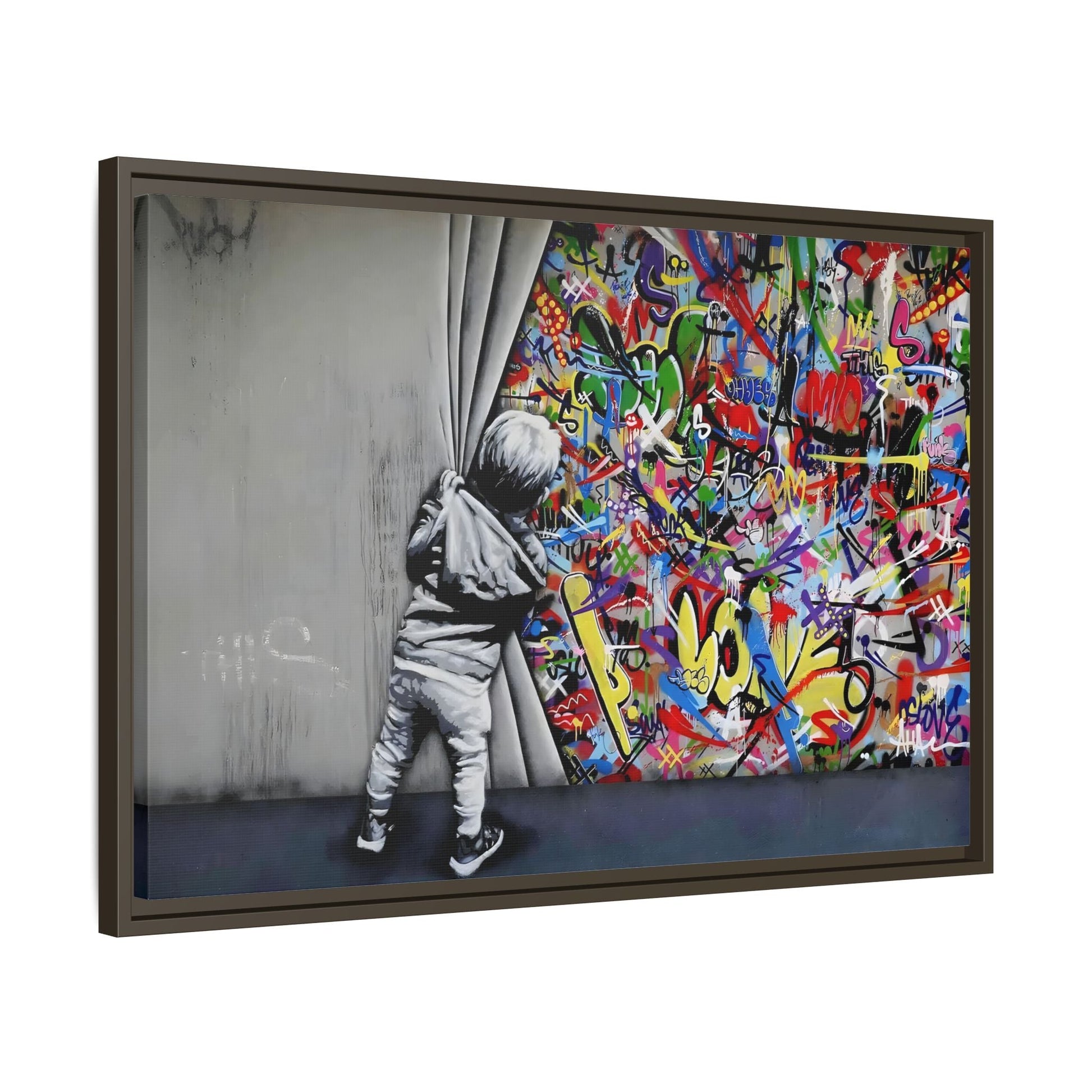 Behind the Curtain Large Framed Banksy Canvas Wall Art Prints