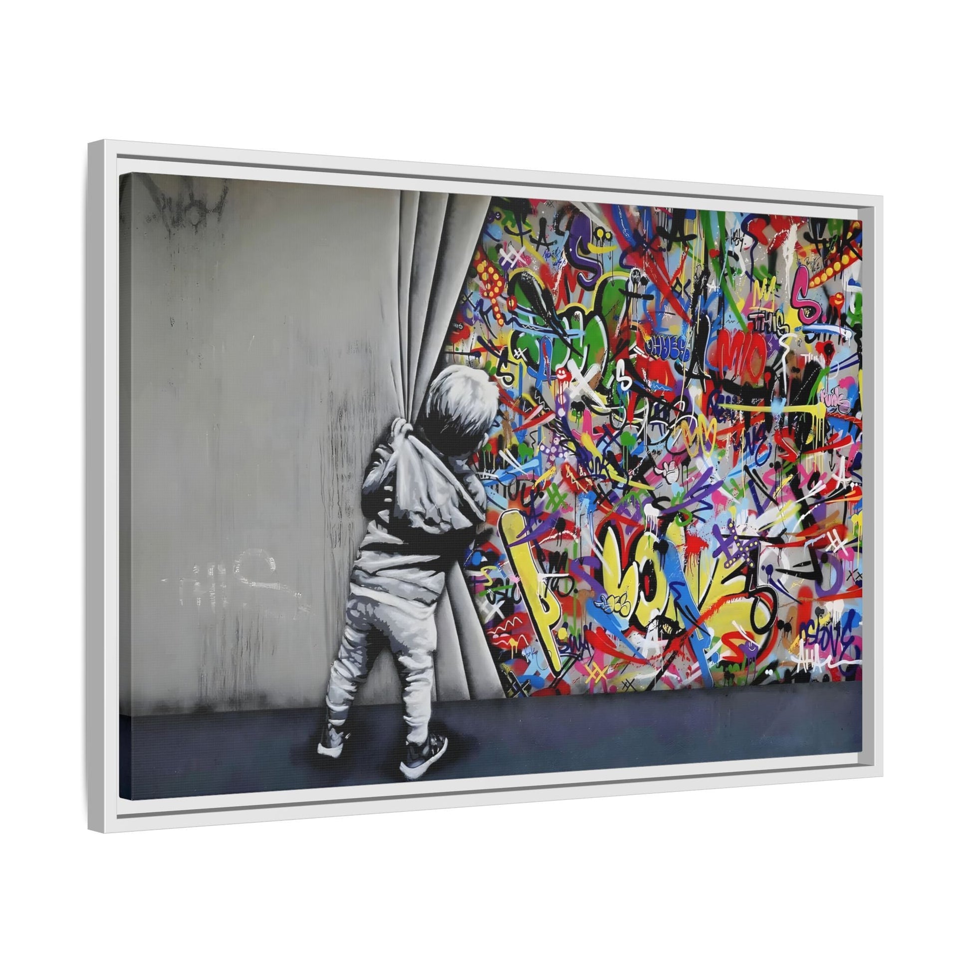 Behind the Curtain Large Framed Banksy Canvas Wall Art Prints