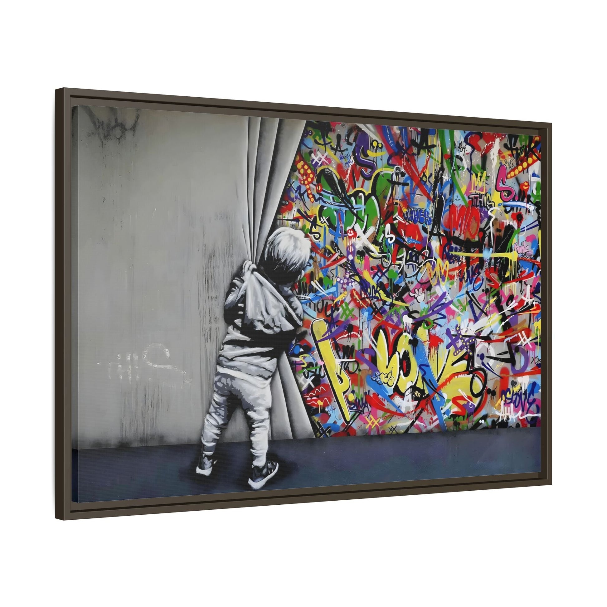 Behind the Curtain Large Framed Banksy Canvas Wall Art Prints