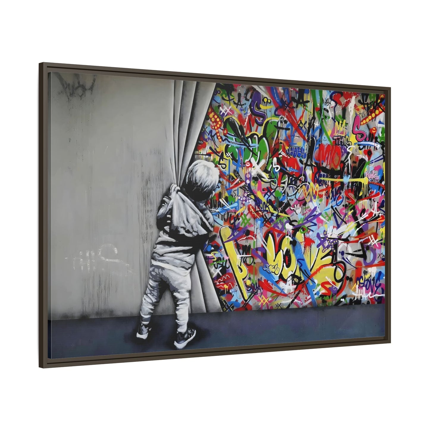 Behind the Curtain Large Framed Banksy Canvas Wall Art Prints