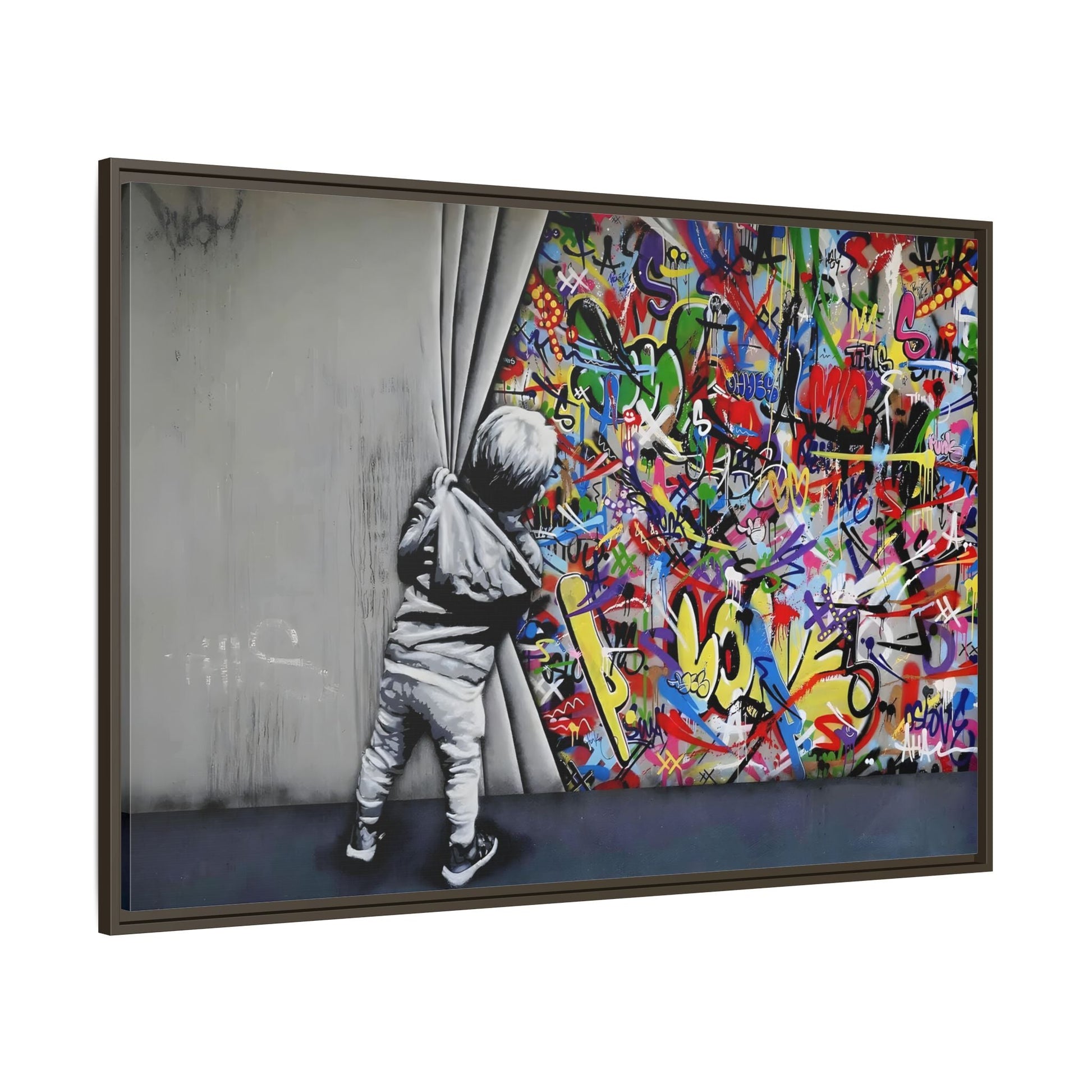 Behind the Curtain Large Framed Banksy Canvas Wall Art Prints