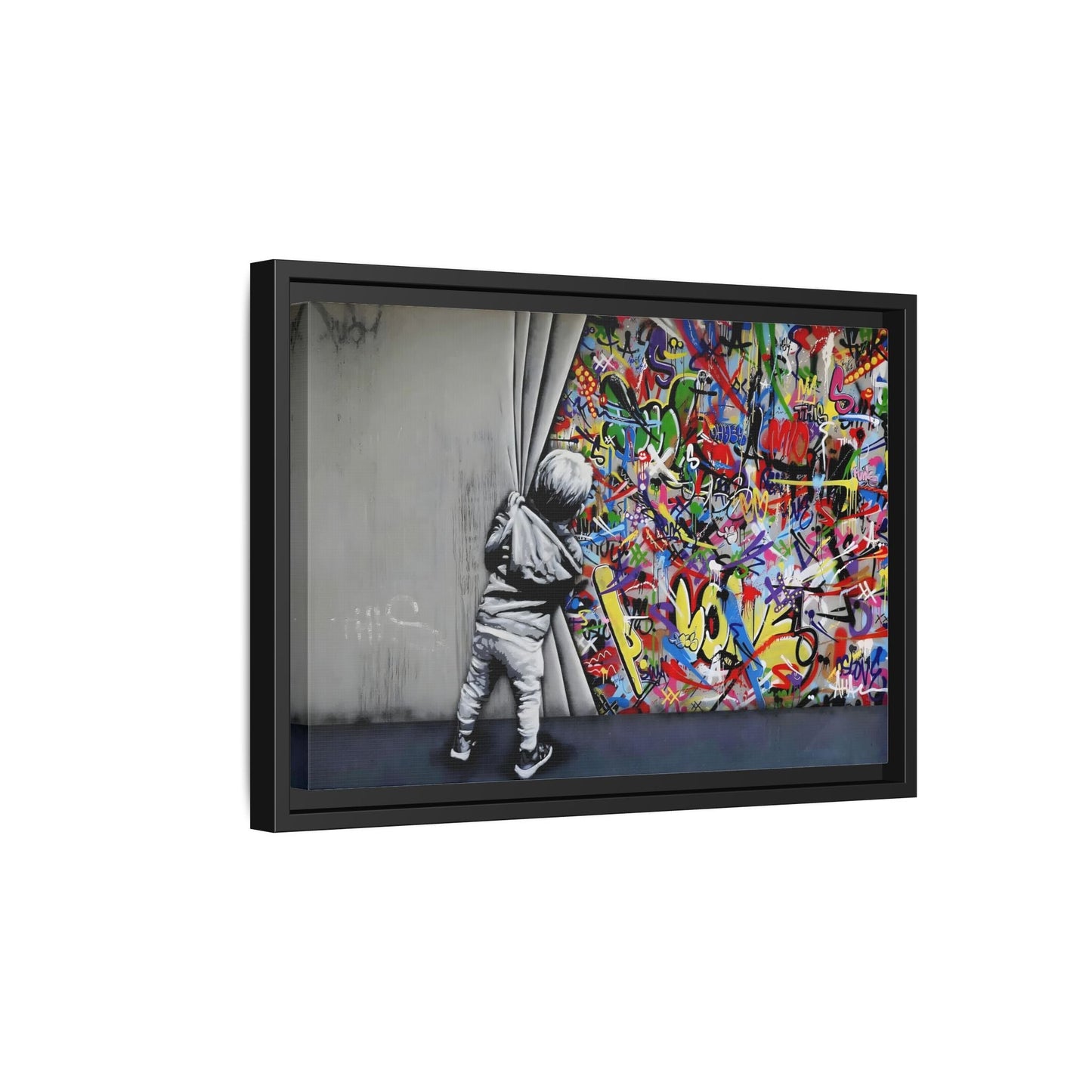 Behind the Curtain Large Framed Banksy Canvas Wall Art Prints