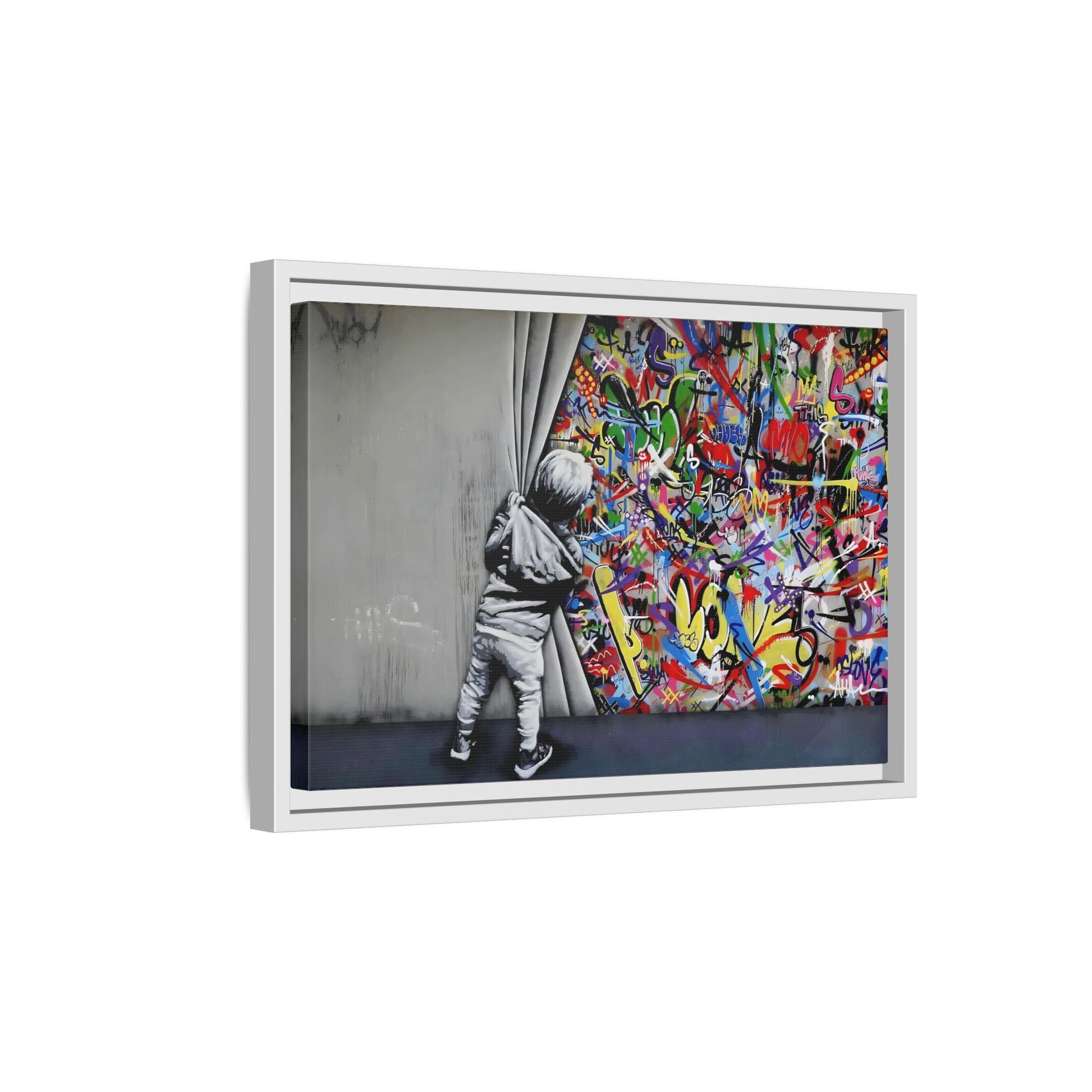 Behind the Curtain Large Framed Banksy Canvas Wall Art Prints