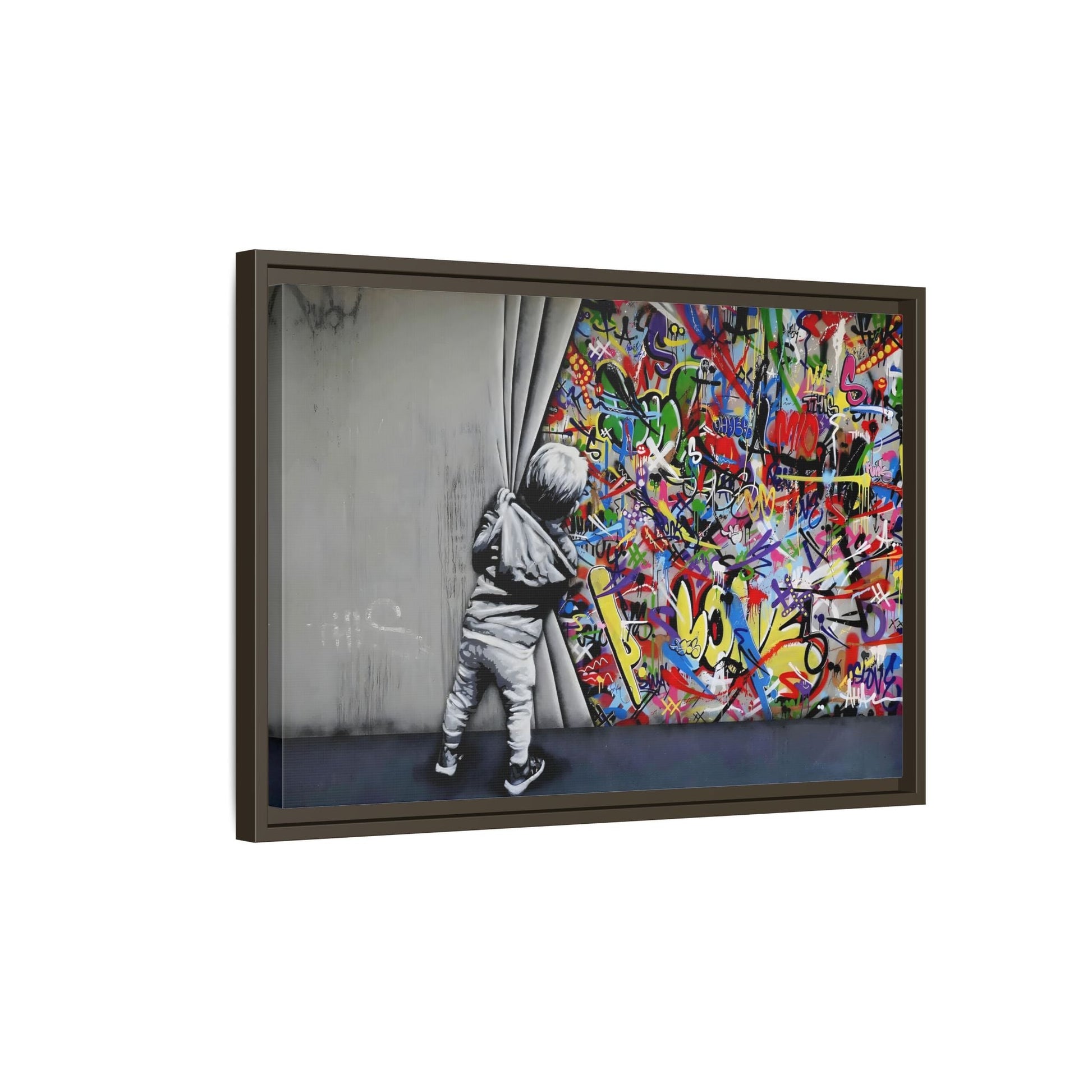 Behind the Curtain Large Framed Banksy Canvas Wall Art Prints