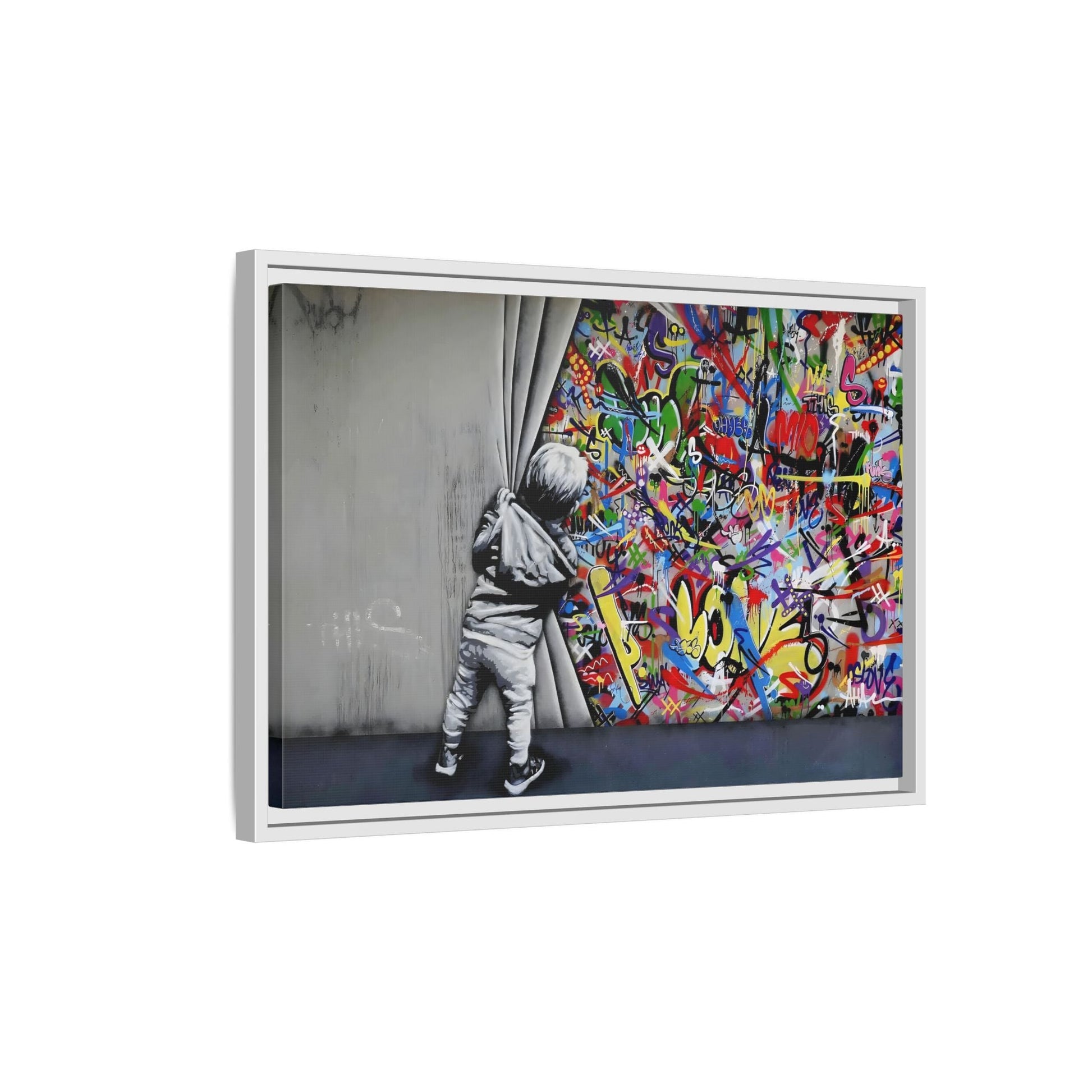 Behind the Curtain Large Framed Banksy Canvas Wall Art Prints