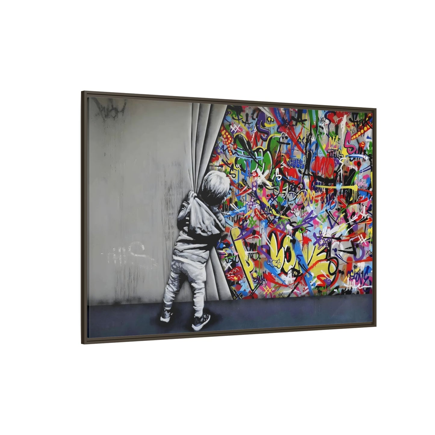 Behind the Curtain Large Framed Banksy Canvas Wall Art Prints