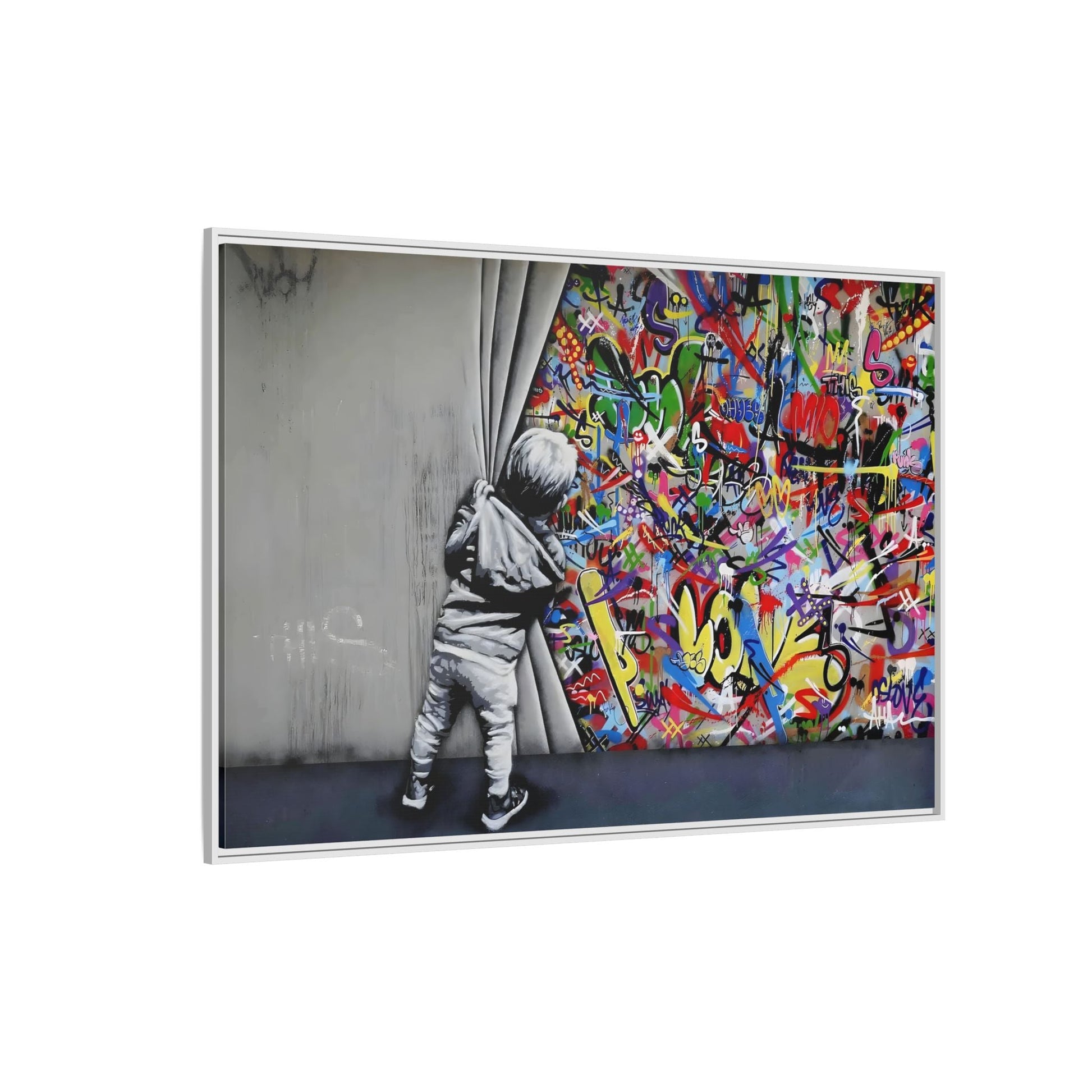 Behind the Curtain Large Framed Banksy Canvas Wall Art Prints