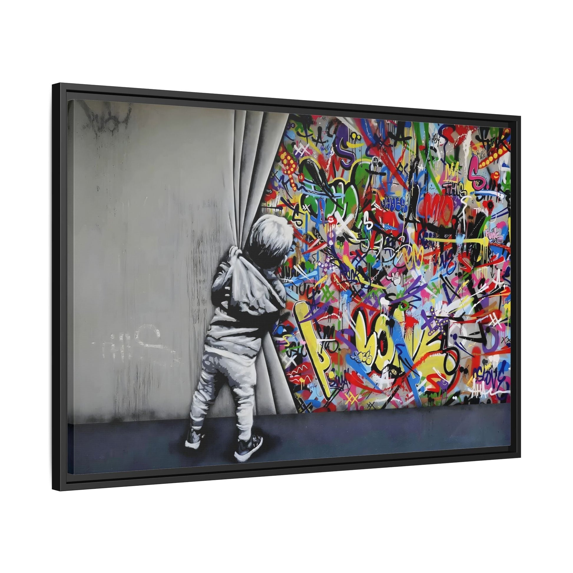 Behind the Curtain Large Framed Banksy Canvas Wall Art Prints
