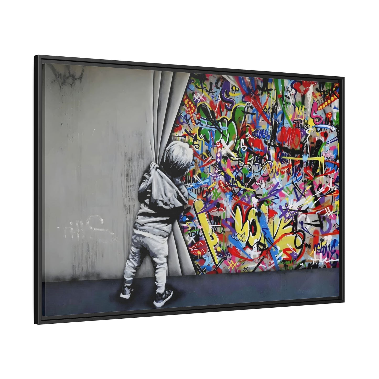 Behind the Curtain Large Framed Banksy Canvas Wall Art Prints