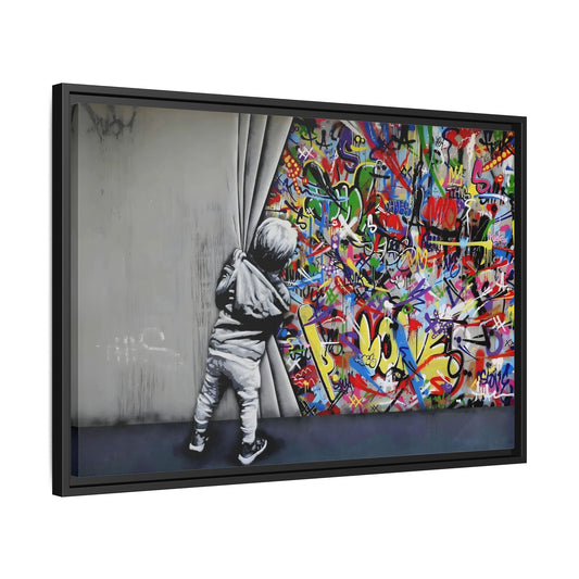 Behind the Curtain Large Framed Banksy Canvas Wall Art Prints